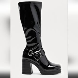 Black Knee-High Pvc Boots - Size 9